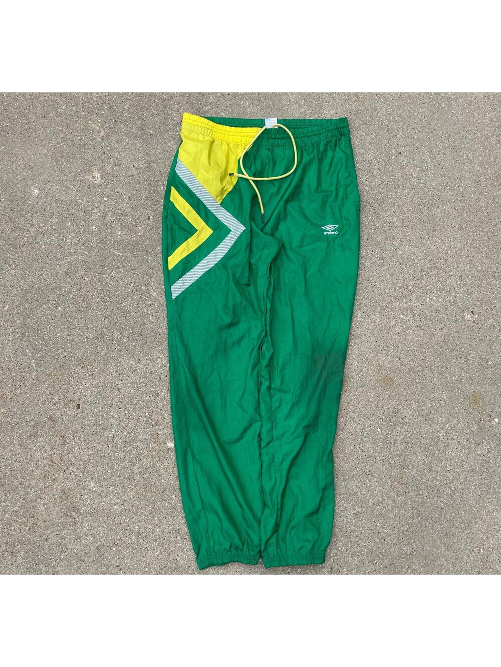 Vintage Y2K Umbro Premier Track Pants Brasil Colorway Green Yellow Mens L